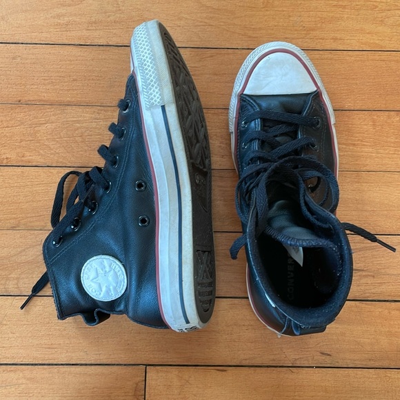 Converse Shoes - Converse All Star Black Leather Luxe fleece lined sneakers Mens 4 Women’s 6